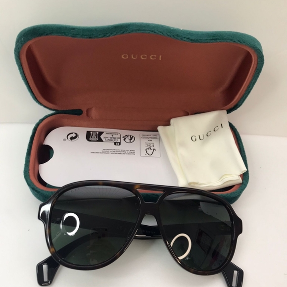 New - 💯 Original Gucci GG0463S Men's Aviator Sunglasses, Brown/Green - Picture 5 of 15